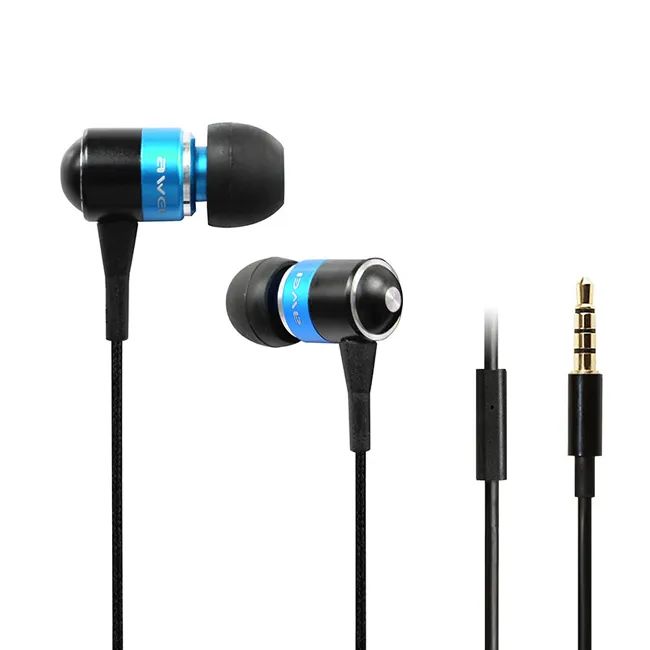 Awei Q3I ES-Q3i Super Clear Bass Metal Earphones In-Ear Headphone with Mic Noise Isolating Handfree for iPhone Samsung All Cell Phones MP3