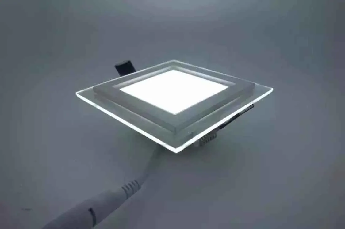 Luci di pannello LED incassate in vetro Lampada da soffitto sottile SMD5730 6W 12W 18W 24W downlighting cucina AC85-265V CE RoHS FCC