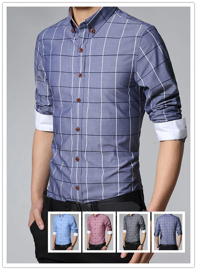 Wholesale Square Plaid Shirt Long Sleeve Button Down Dress Shirts For ...