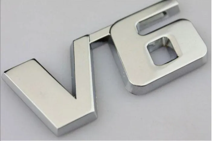 Metal V6 Chrome Emblems Odznaki Samochody Naklejki Zderzakowe Fender Car Styling