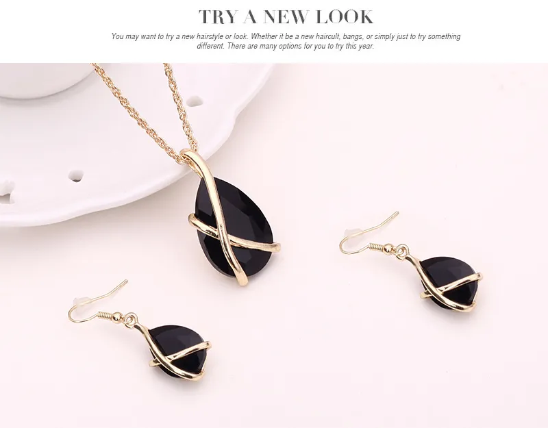 Fashion Necklace Earrings Jewelry Sets 18K Gold Plated For Women Best Gift Fine Necklace Earrings Sets Wedding Jewelry Set 61152100