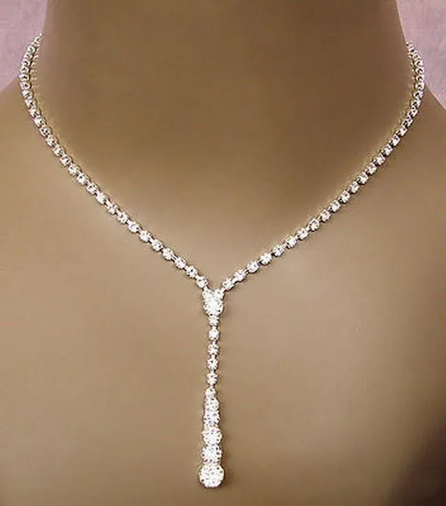 Conjunto de joias de noiva de cristal 2018, colar banhado a prata, brincos de diamante, conjuntos de joias de casamento para damas de honra, acessórios femininos