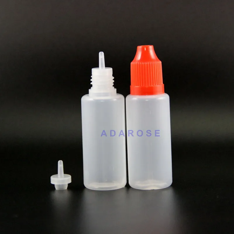 15 ml 100 st högkvalitativa LDPE -plastdropparflaskor med barnsäkra säkra mössor Tips Squeezable Bottle Long Nipple