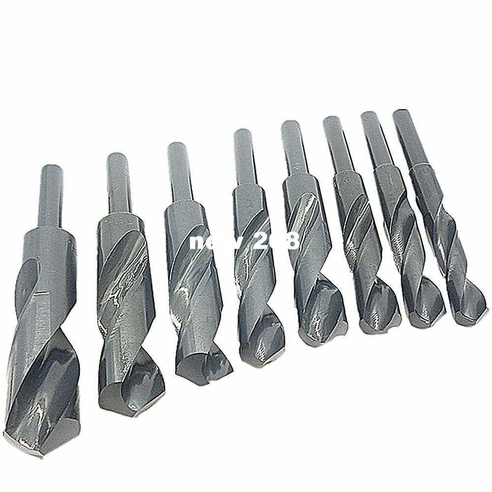 8pcs Reduced Shank Drill Bit Set Hss Drill Bits 9/16" 5/8" 11/16" 3/4" 13/16" 7/8" 15/16" 1" Woodworking Bench Twist Drill Bits