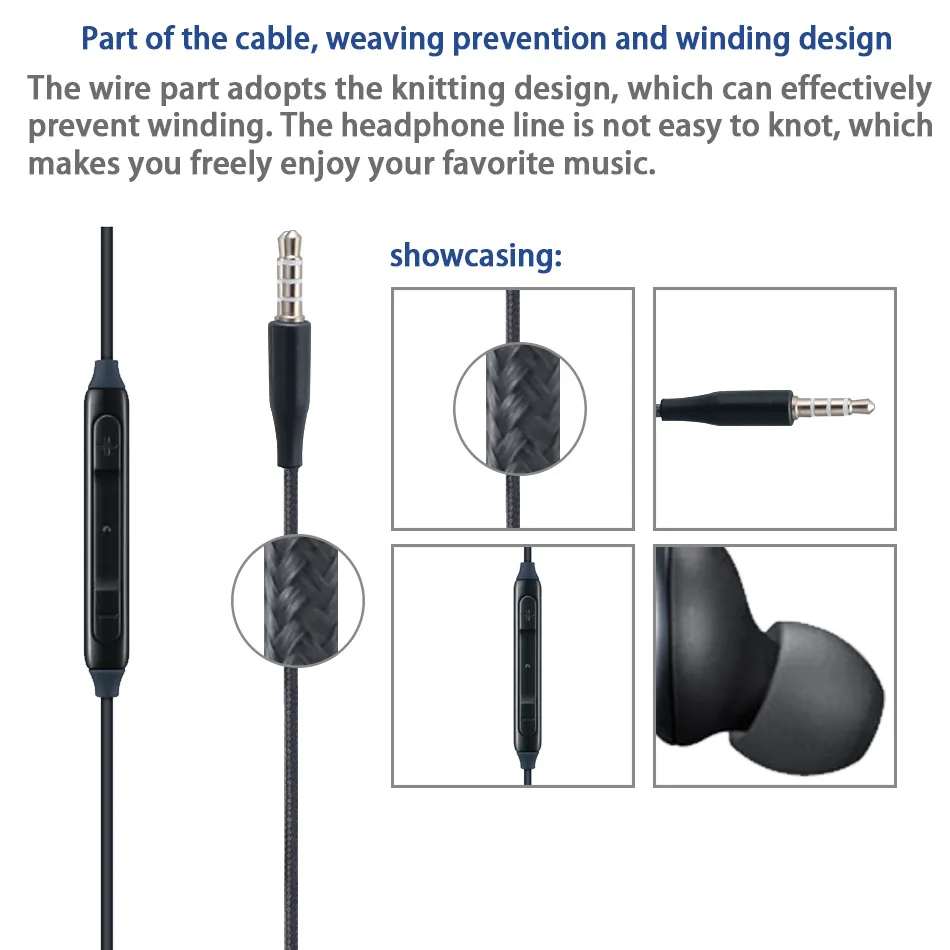 S8 Plus In Ear Wired Headset for Samsung Galaxy Stereo Soundsearbuds Volume Control for S6 S7イヤホンの小売パッケージ