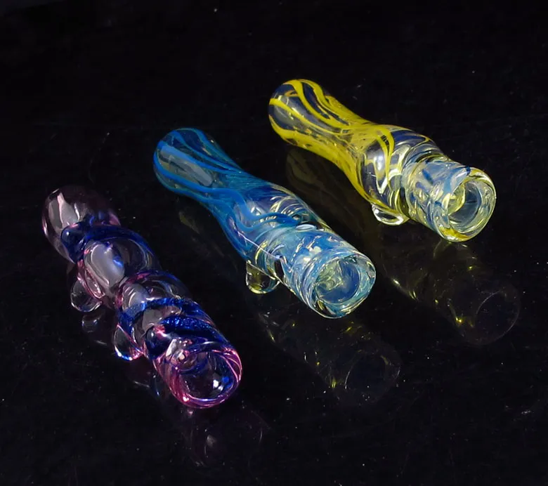 Glas One Hitter Rauchpfeife Tabaklöffel Schwere dichronische dichroitische Mischung Farbe und Stil kostenloser Versand Großhandel 4-5 Zoll