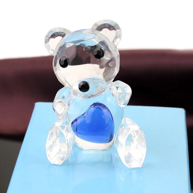 Baby Shower Favors Choice Crystal Collection Teddy Bear Figurines -Blue Crystal For Boy+