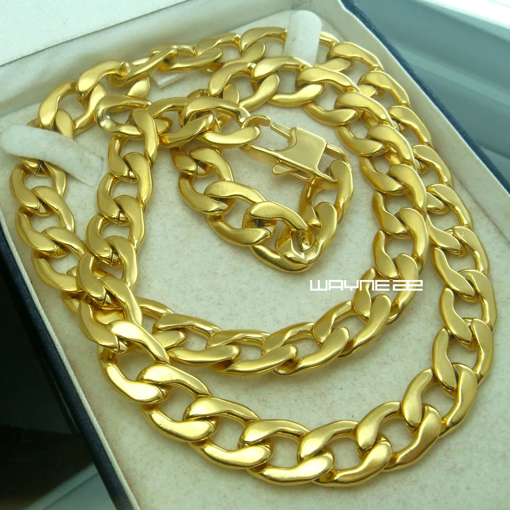 n293-Best Gift Collana da uomo in acciaio inossidabile color oro, lunghezza 50 cm, 60 cm/70 cm