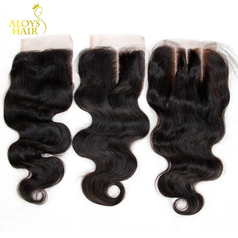 Gratis / Midden / 3 Deel Braziliaanse Body Wave Lace Sluiting Grade 6A Maagd Braziliaanse Menselijk Haar Sluiting Goedkope Kant Top Closures Maat 4 "X4"