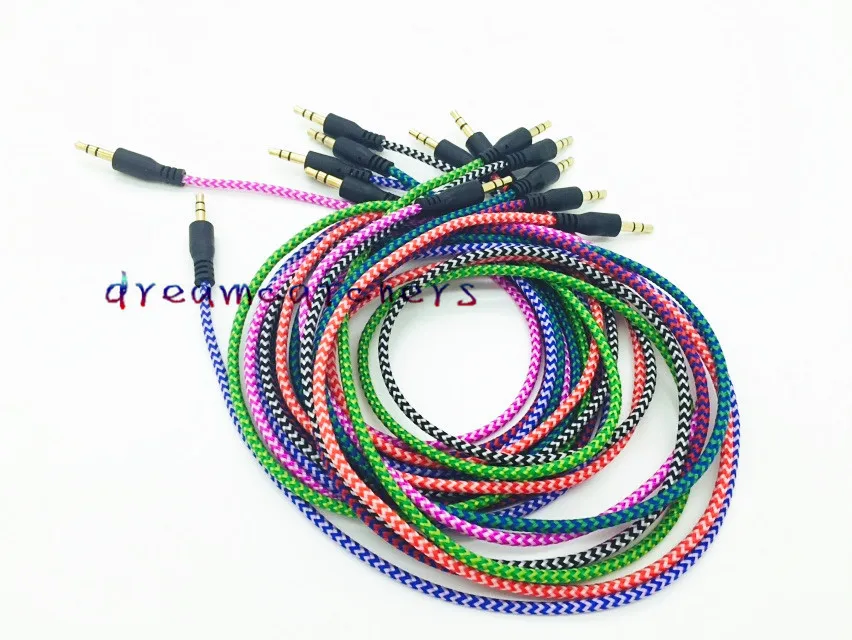 3,5 mm falisty kabel audio 1 m 3 stopy pleciony splot przedłużacz męski Jake Stereo przewód pomocniczy AUX dla Iphone Samsung HTC telefon komórkowy MP4 głośnik PC