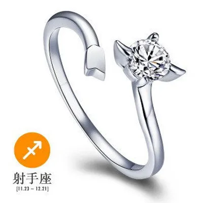 Os mais recentes 925 sterling silver zodiac anel de abertura por atacado LEO horoscope mulheres anel com strass cristal