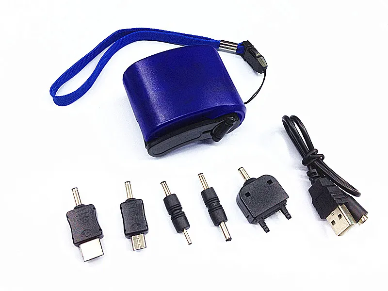 универсальное зарядное устройство USB для мобильного телефона с рукояткой динамо-машины и красным светодиодом