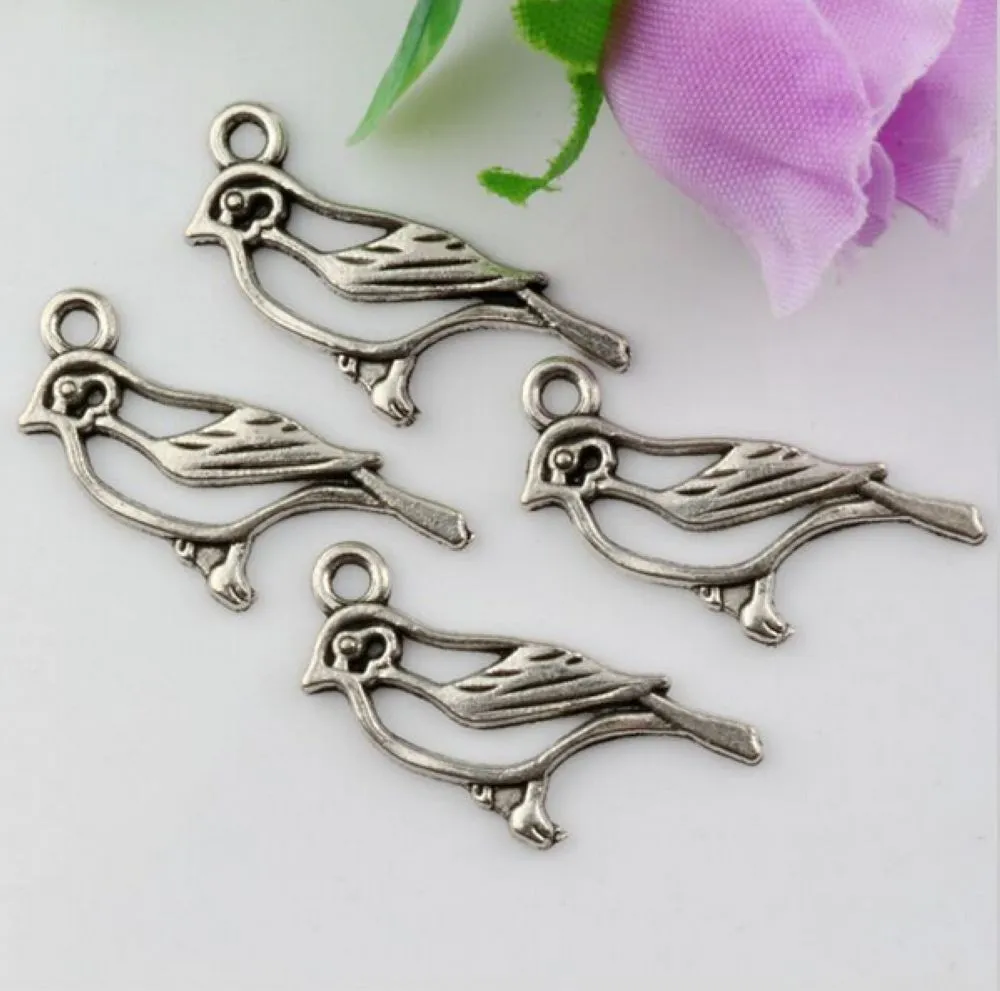 Alloy Hollow Bird Charms Pendants For Jewelry Making, Earrings, Necklace And Bracelet 17x10mm Antique Silver 