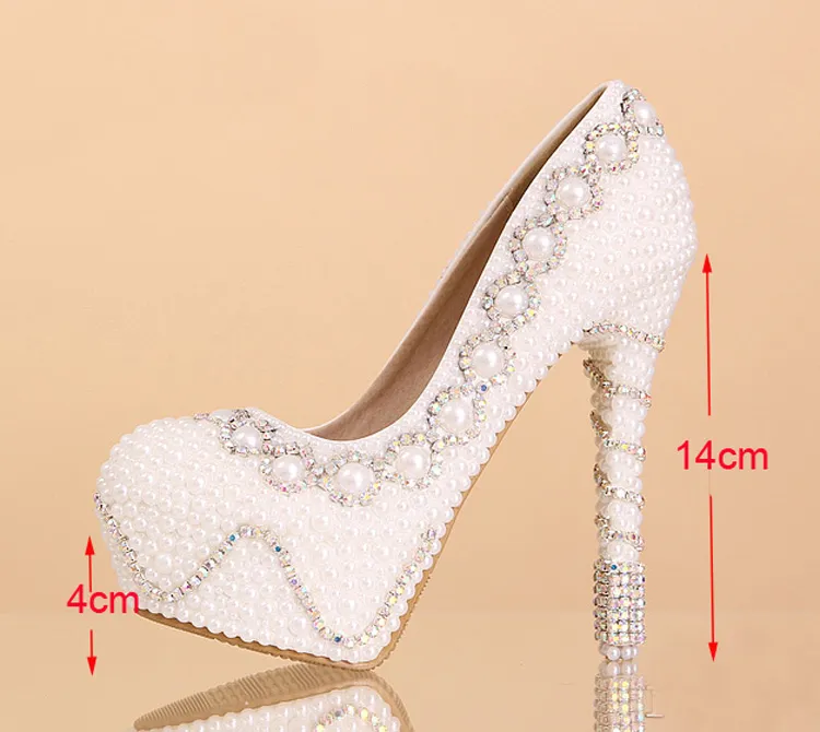 Nicest Pearl High Heel weddingRhinestone Crystal bridal shoes wedding shoes 35-39 Lady Fashion Shoes Christmas Gift