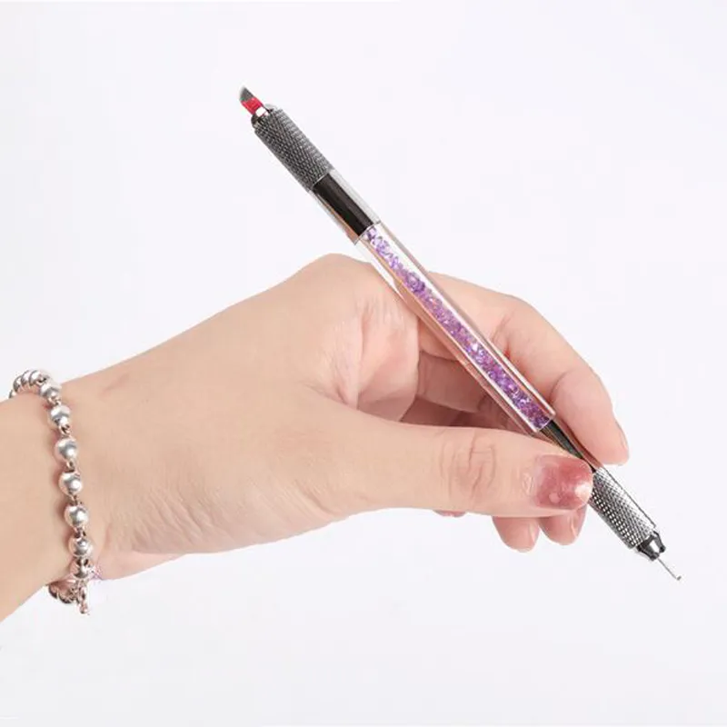 Mikroblading 3D Manual Pen Tattoo Pen Dubbel Tips för permanent smink Eyebrow Brodery Machine Hand Tools Tattoo Accessories7037438