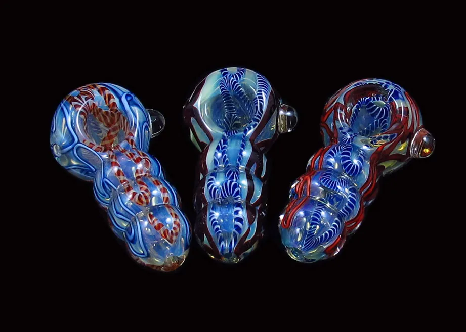 WSC-1023 glass smoking pipes colored spoon pipe hand pipe 90MM