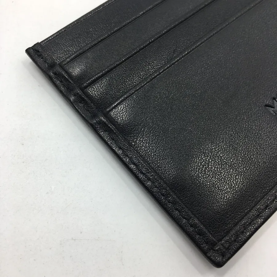 Svart äkta läder kreditkortshållare Business Men High Quality Slim Bank Card Case 2017 Nya ankomster Fashion ID -kortväska Fre287s