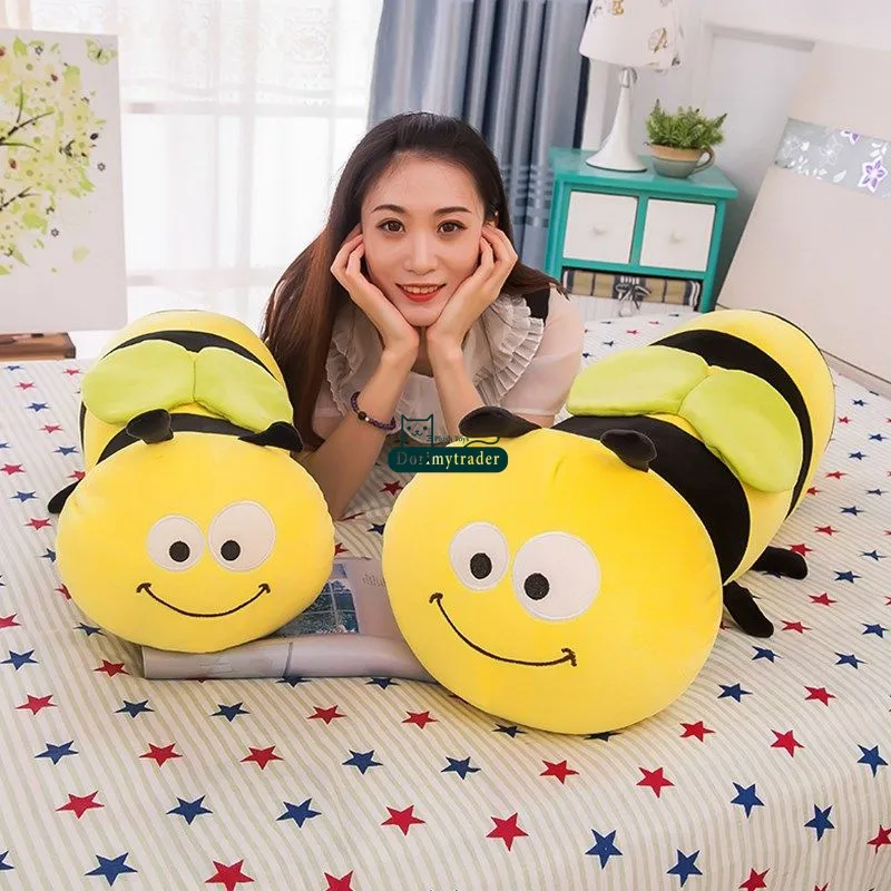 Dorimytrader big new lovely animal little bee plush doll stuffed cartoon yellow honeybee toy pillow gift for kids decoration DY6186111011
