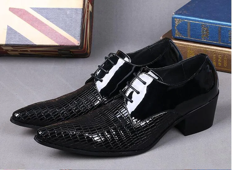 Новый 2016 Итальянский Бренд Черная Мода Мужская Свадебная Обувь Оксфорды Натуральная Кожа Мужские Туфли Остроконечные Toe Бизнес-Обувь