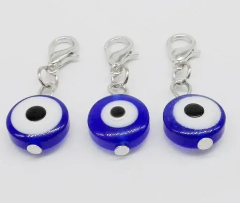 lot Turkish Blue Eruce Eye Charms Lobster Class Dangle Charms Подвеска для браслетных украшений DIY, вывод, вывод, бусинка 32x11mm2346149