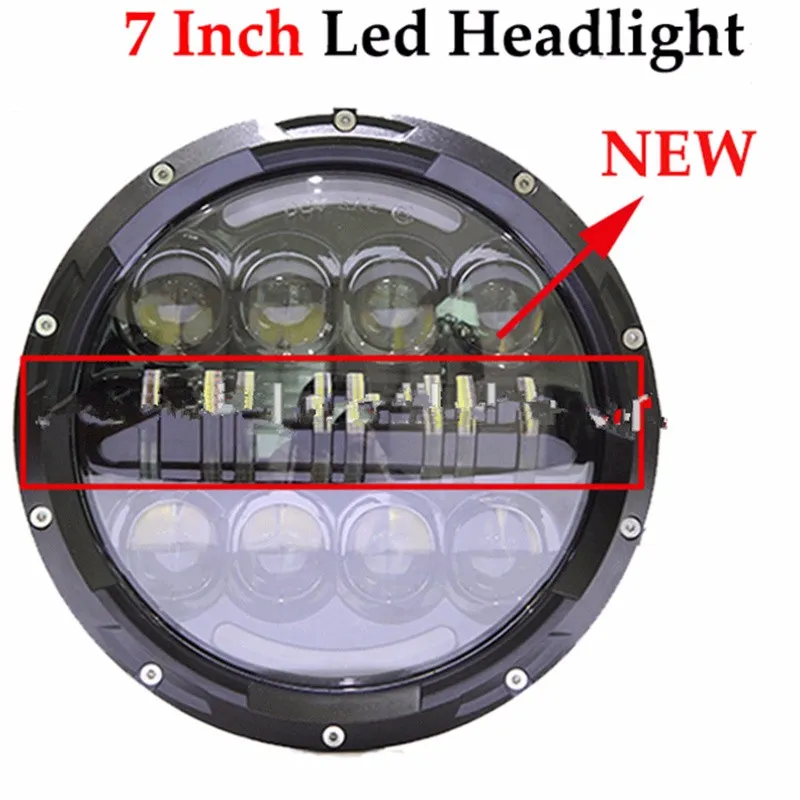 motorcycles accessories 7 inch 80w led headlight with halo ring daytime running light for Ha rley motor_