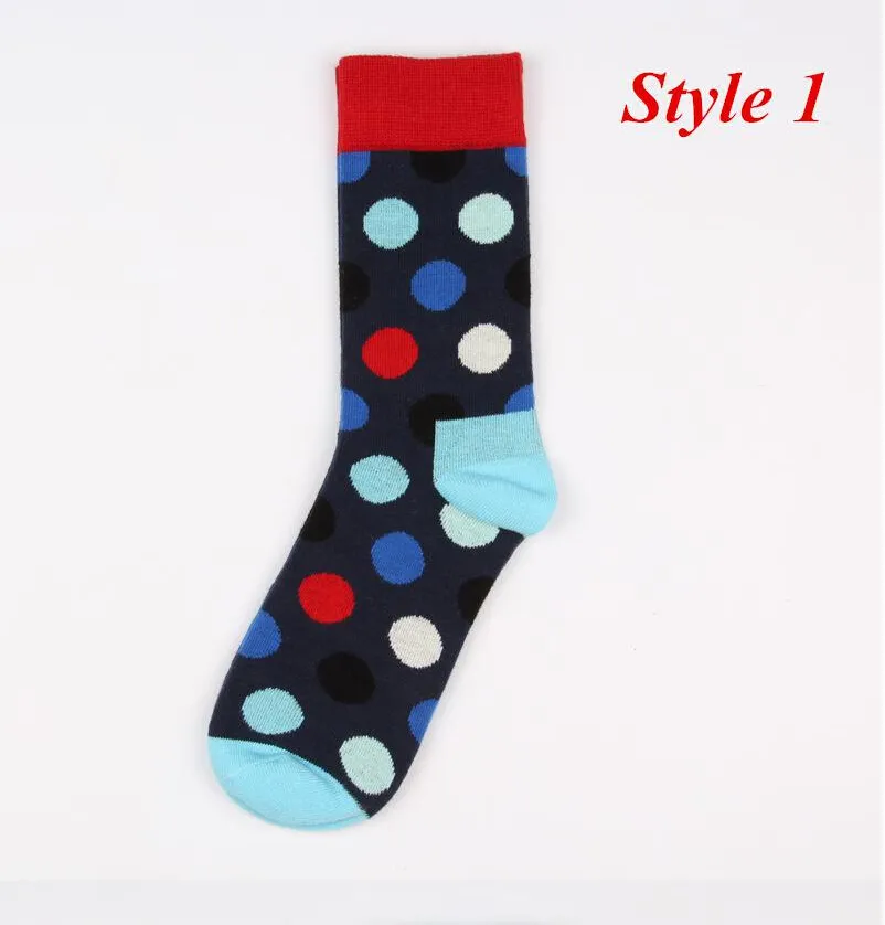 Chaussettes heureuses mode chaussettes à pois mascules de haute qualité pour chaussettes de coton décontractées pour hommes 8 couleurs 242h