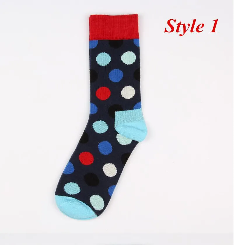 Glückliche Socken Mode hochwertige Herren Polka Dot Socken Herren Casual Baumwollsocken Farbsocken 8 Farben 24 Stück 12 Paar 209J