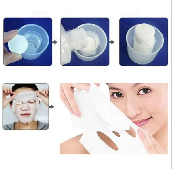 Nueva venta 5 000 unids / lote cuidado de la piel diy cara facial comprimida máscara blanqueadora tableta de papel máscara de tratamiento máscara de compresión plegable