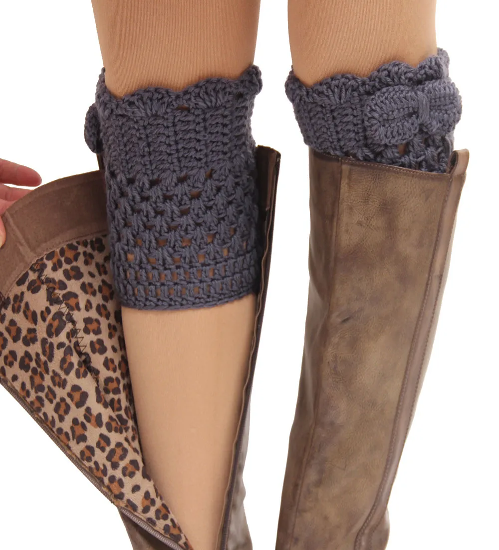 Crochet Malha Boot Cuffs Meias de Pernas Curtas Para As Mulheres Frete Grátis