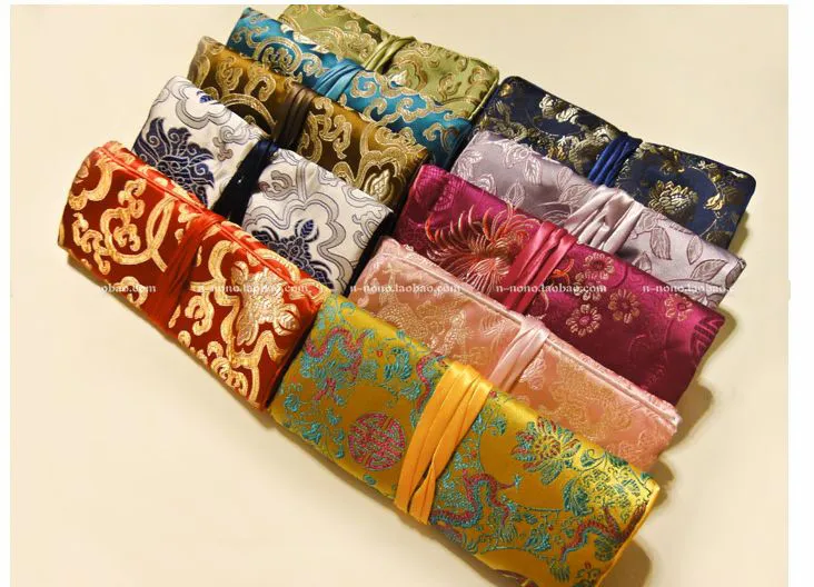 Fashion Travel Large Small Silk Bags for Gift Jewelry Packaging Necklace Roll Multi Pouches Bag Wedding Party Favor