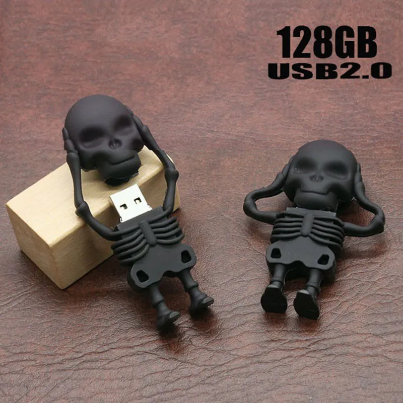 Dibujos animados 4 GB 8 GB 16 GB 32 GB Carcasa de silicona cabeza de calavera USB Marco de esqueleto USB 2,0 unidad flash memoria Stick pen disco regalo de Halloween