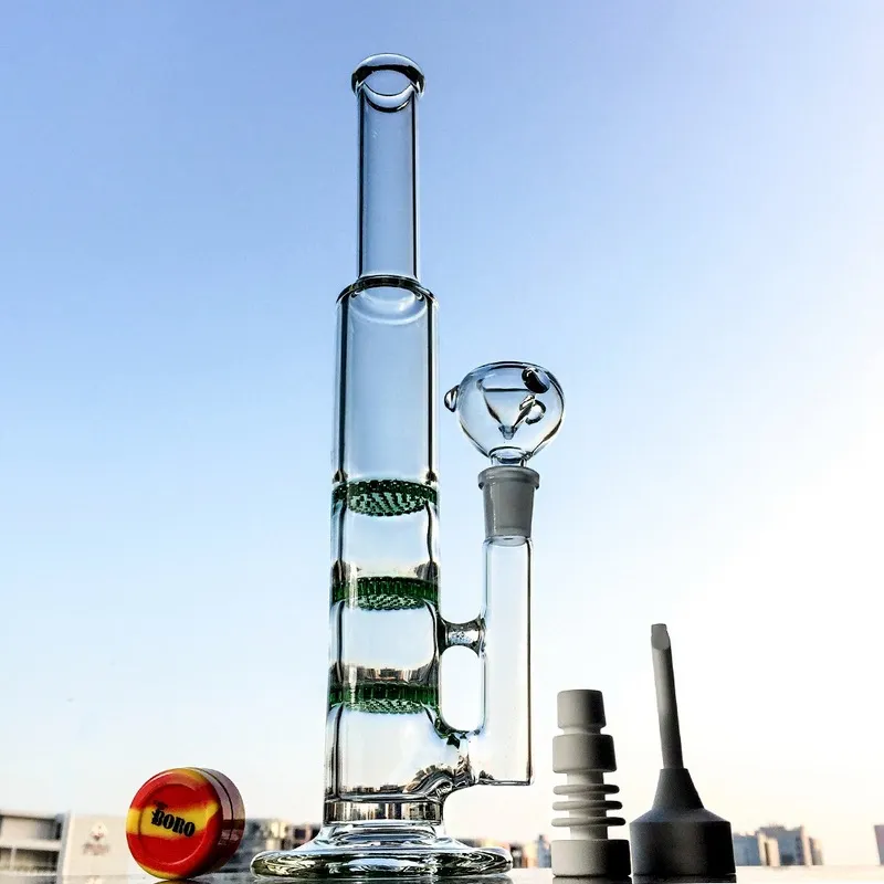 14mm 세라믹 네일 카브 캡 유리 봉 dab rigs 물 파이프 3 레이어 perc 흡연 물 봉 스트레이트 튜브 10xx-3