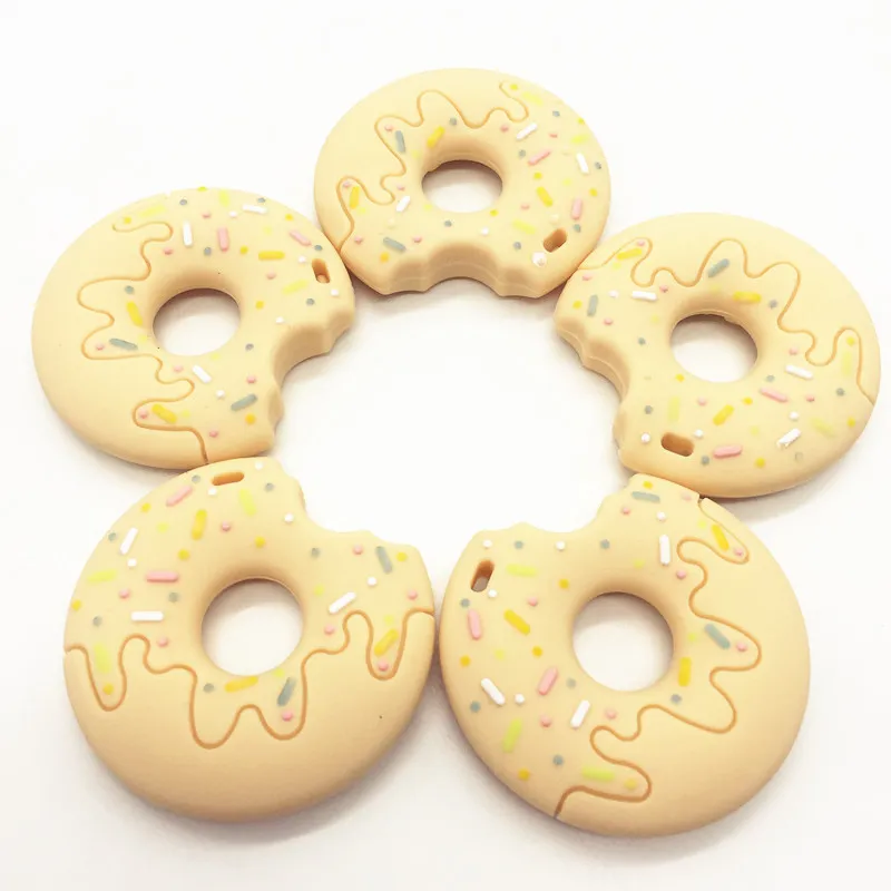 Ny Silicone Lollipop Donut Teether Mat Kvalitet Teether Tandling Halsband Silikon Hänge Baby Gift Chew Beads Cookies Toy