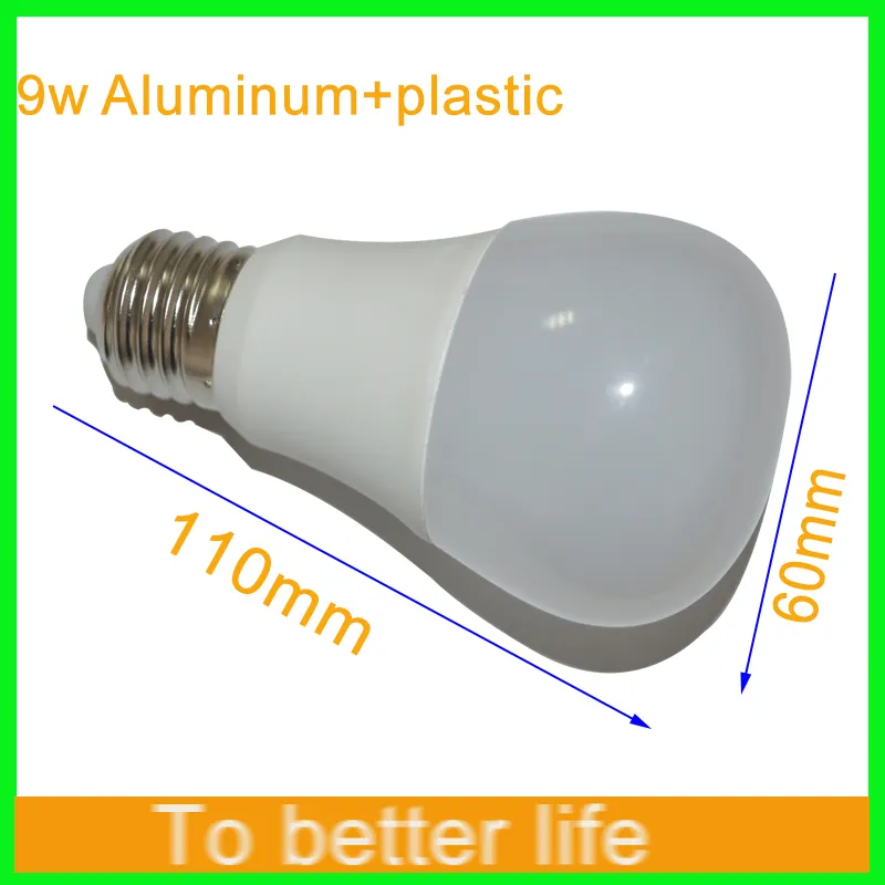 50 adet 9W 5730 Led Ampüller Parlaklık 900Lm Beyaz plastik Alüminyum Işık 270 Açı beyaz sıcak beyaz Led Dim ampul AC110-220V CRI 80Ra soğutmak