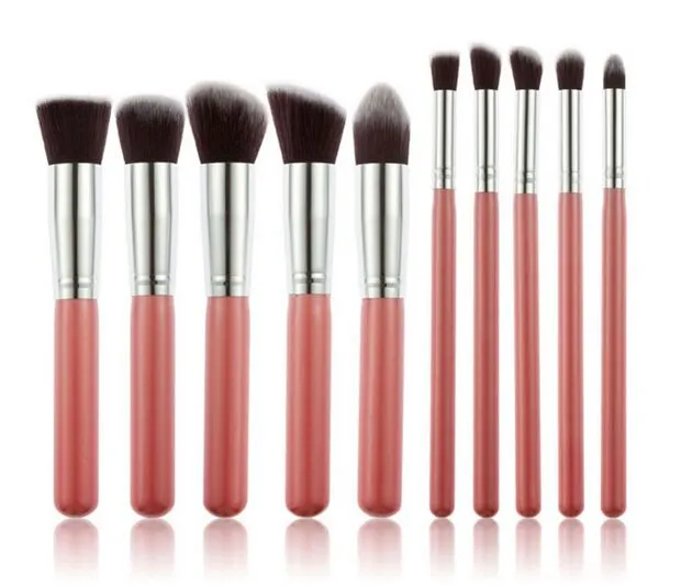 10st Makeup Brushes 10st Professional Cosmetic Brush Kit Nylon Hair Wood Handle Eyeshadow Foundation Tools3384284