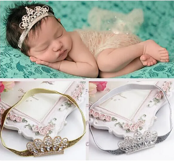 Lovely Princess Crystal Crown Headband Baby Girl Hair Accessories Tiara Infant Elastic Hair Bands Newborn Baby Headbands Crown hair band