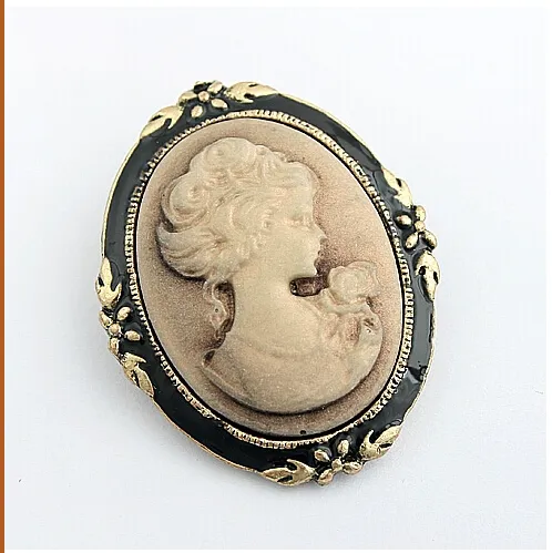 Ny Hot Selling Beauty Head Vintage Brosch Retro Cameo Individualitet Pin Brosch Collar Pin Retro Corsage Pin Y009