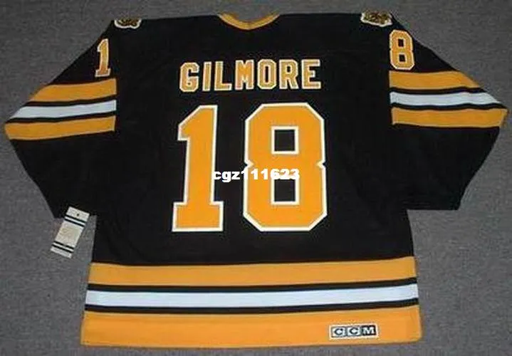 Custom Mens HAPPY GILMORE Boston Bruins CCM Vintage Black Cheap Retro