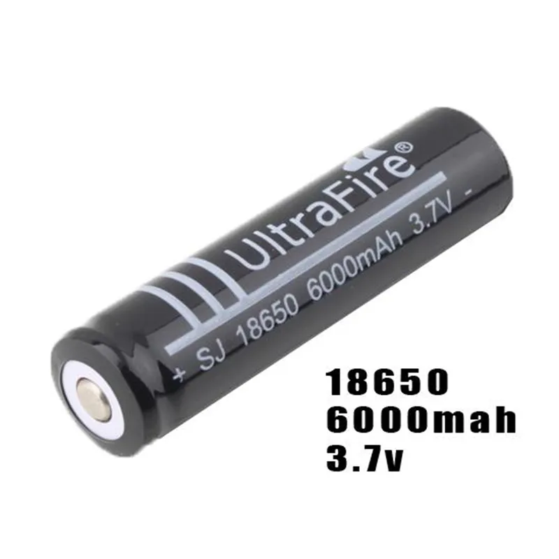 Black UltraFire 18650 Högkapacitet 6000mAh 37V Liion laddningsbart batteri för LED -ficklampa digitalkamera litiumbatterier C8270473