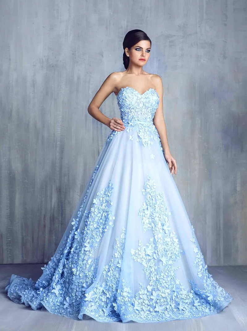 Light Blue Tulle Prom Dress Sweetheart Neckline Floral Applique Sleeveless Zipper Backless Sweep Train Evening Gown from Dhgate Evening Dresses - price 241.21 Light Blue Tulle Prom Dress Sweetheart Neckline Floral Applique Sleeveless Zipper Backless Sweep Train Evening Gown from Dhgate Evening Dresses - price 241.21