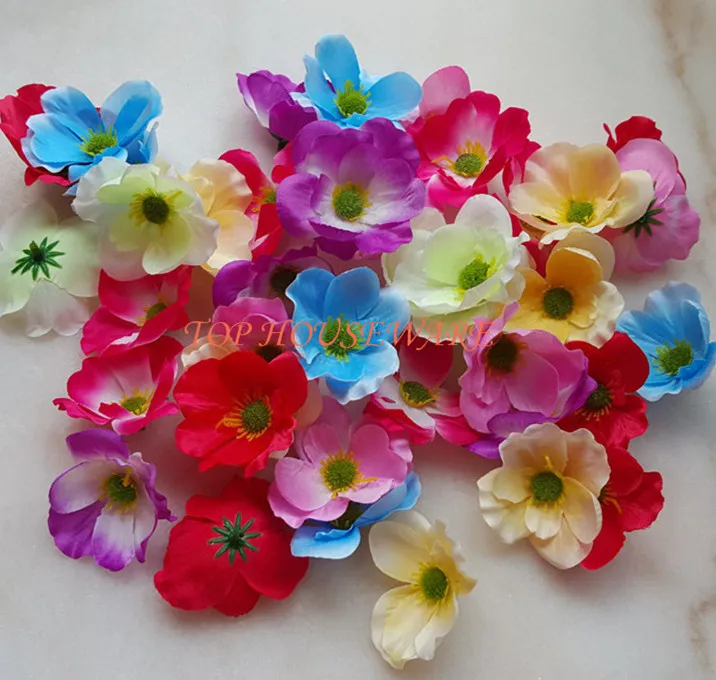 7C available Artificial silk Poppy Flower Heads for DIY decorative garland accessory wedding party headware