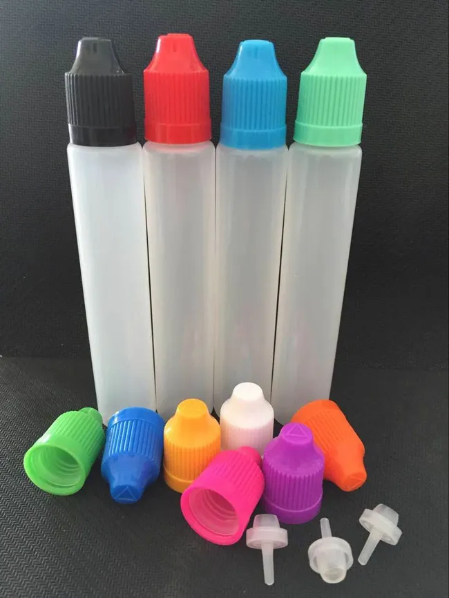 15ML 30ML Liquid Bottle Dropper PE Plastic Empty Pen Style Bottle With Colorful Caps Eye juice Bottles