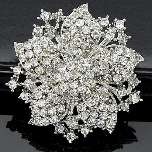 Vintage Blume Klar Strass Kristalle Frauen Heißer Verkauf Brosche Elegante 2015 Neue Mode Party Kostüm Pins Broschen