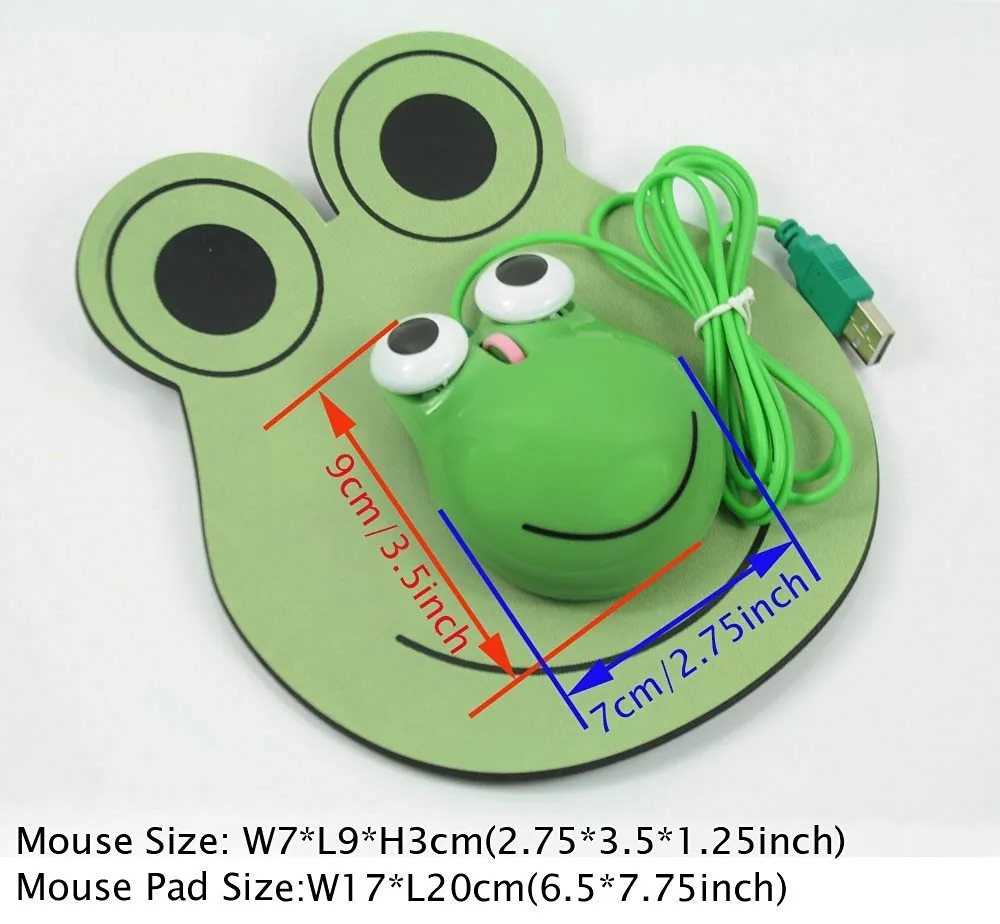 卸売面白い子供ミニ漫画3Dカエル形のUSB有線のUSB有線光マウスマウスのノートパソコン無料DHL