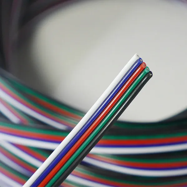 100M 5-stifts ledning flexibel rgbw kabel förlängningskabel sladdkontakt För RGBW 5050 led strips ljus