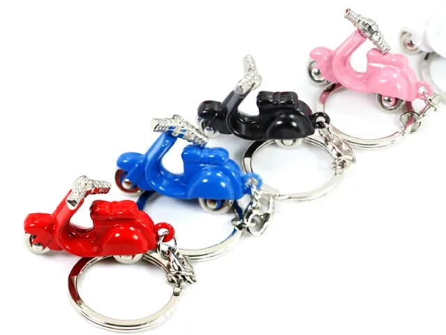 Cute Zinc Alloy Mini Scooter Model Keychain Metal Motor Keyrings key ring