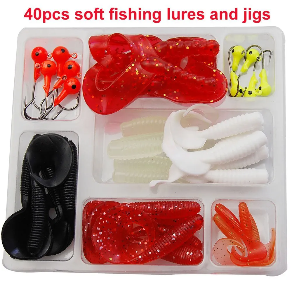 Shaddock Fishing 47-Fishing Lures Tackle Kit Soft Pro Crappie Tube Jigs Jig Lead Heads Hooks Fish Bass Fishing Gear accessories 341l