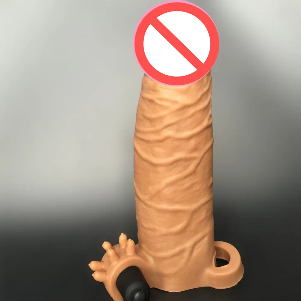 7 inches L thick realistic penis sleeves with bullet vibrating penis enlargement extend penis extender sex toy for man6210455