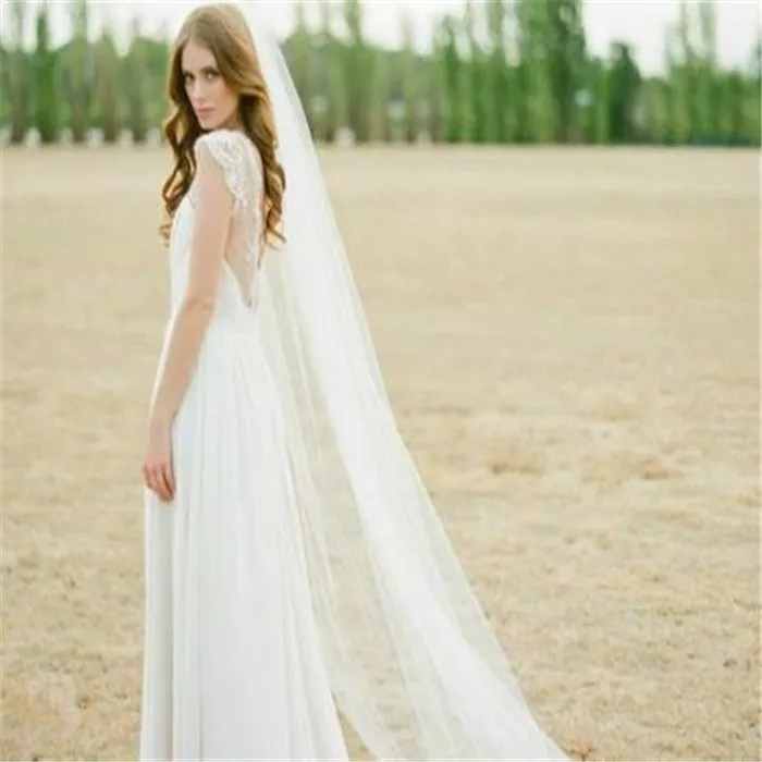 Bridal Veil Ivory White Cathedral Beautiful Korean Elegant Graceful High Quality 3M Long One Tier Trailing Crystals Wedding Veil With Comb
