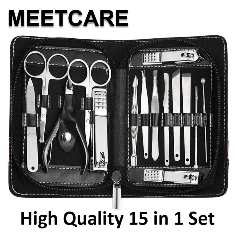 New ! Hot ! 15 In 1 Manicure Set Professional Nail Clipper Finger Plier Nails Art Beauty Tools Scissors Knife Best Gift Kits